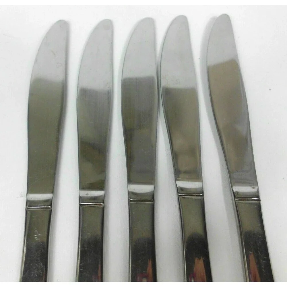 Cambridge Codie Stainless Flatware Dinner Knives Knife 8.5 Inch Ribbed Lot of 5